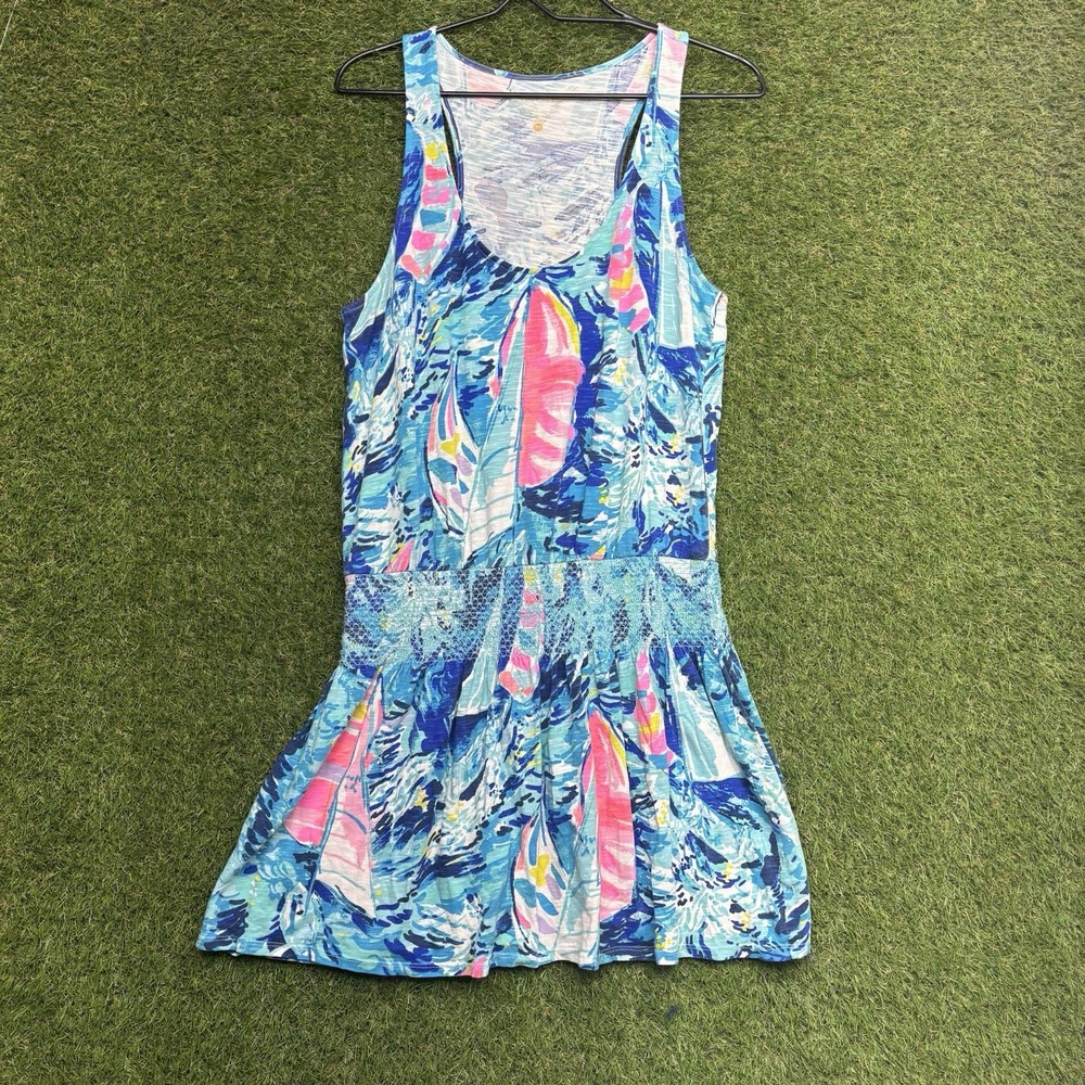 Lilly Pulitzer Dress Womens Medium Hey Bay Bay Essie Sailboat Print Sleeveless